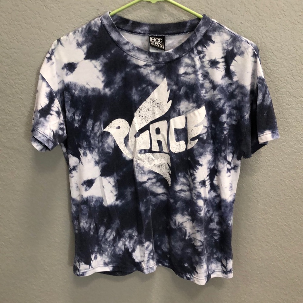 Tie Dye Peace Bird Short Sleeve Graphic T Shirt